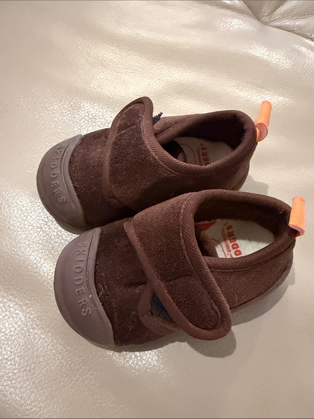 Toddler Brown Slipper “Skidders” Shoes
